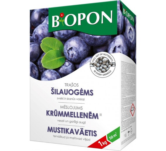 Sodo ir daržo prekės. Trąšos ir durpių substratai. Trąšos. Birios trąšos. Trąšų granulės mėlynėms ir šilauogėms Biopon, 1kg