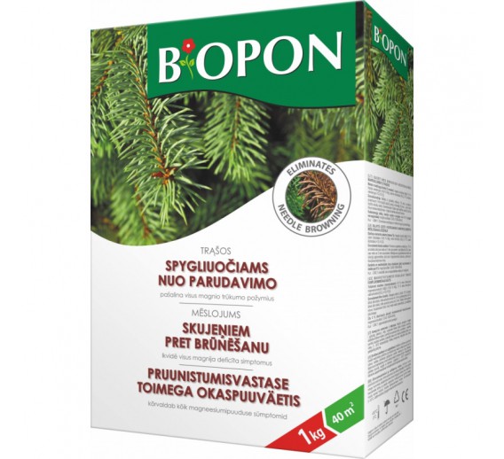 Sodo ir daržo prekės. Trąšos ir durpių substratai. Trąšos. Birios trąšos. Trąšų granulės spygl nuo parudavimo Biopon, 1kg Sodo ir daržo prekės. Trąšos ir durpių substratai. Trąšos. Birios trąšos. Trąšų granulės spygl nuo parudavimo Biopon, 1kg