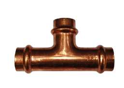 Santechnikos prekės. Vamzdynų sistemos. Vamzdžių sujungimo detalės. Varinės jungtys. Trišakis CU press 18