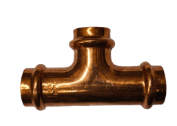 Santechnikos prekės. Vamzdynų sistemos. Vamzdžių sujungimo detalės. Varinės jungtys. Trišakis CU press D15