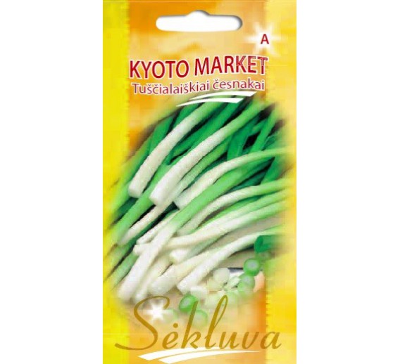 Sodo ir daržo prekės. Sėklos, daigyklos, durpinės tabletės. Svogūnų sėklos ir sodinukai. Tuščialaiškiai česnakai Kyoto Market