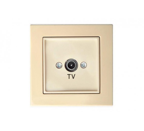 Elektros prekės. Instaliacija - kištukiniai lizdai, jungikliai ir kt.. Liregus jungikliai, kištukiniai lizdai ir kt.. Liregus EPSILON serija smėlio spalvos. TV lizdas tarpinis be rėmelio EPSILON smėlio sp. 