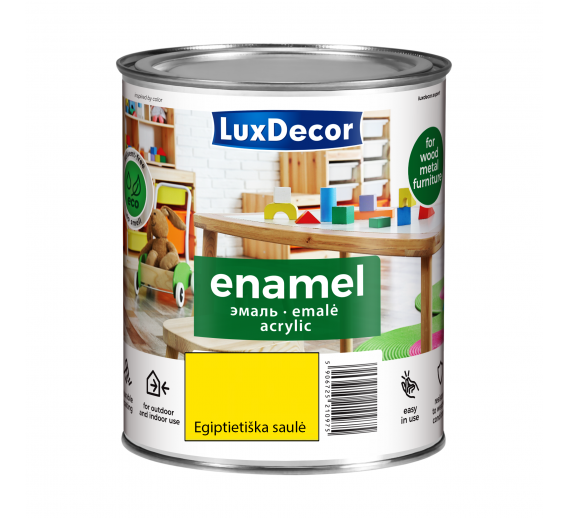 Dažai. Dažai, dažymo įrankiai, dažymo juostos. Emaliniai dažai. Universali emalė LuxDecor blizgi Egipto saulė 0.75l 