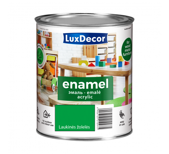 Dažai. Dažai, dažymo įrankiai, dažymo juostos. Emaliniai dažai. Universali emalė LuxDecor blizgi laukinės žolelės 0.75l 