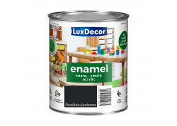 Dažai. Dažai, dažymo įrankiai, dažymo juostos. Emaliniai dažai. Universali emalė LuxDecor matinė absoliutus juodumas 0.75l 