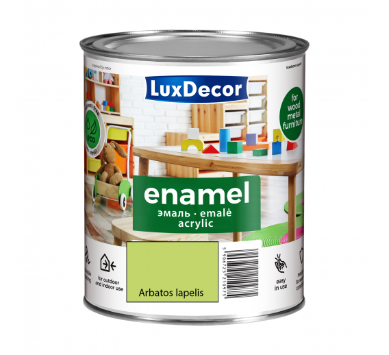 Dažai. Dažai, dažymo įrankiai, dažymo juostos. Emaliniai dažai. Universali emalė LuxDecor matinė arbatos lapelis 0.75l 