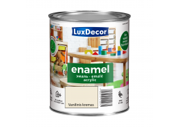 Dažai. Dažai, dažymo įrankiai, dažymo juostos. Emaliniai dažai. Universali emalė LuxDecor matinė vanilinis kremas 0.75l 