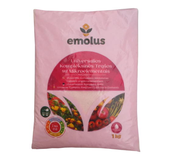 Sodo ir daržo prekės. Trąšos ir durpių substratai. Trąšos. Kompleksinės trąšos. Universalios kompleksinės trąšos  NPK14-11-25 1 kg