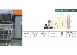 Metalų gaminiai . Kopėčios. Aliuminės kopėčios. Buitinės kopėčios. Universalios kopėčios TYP-7511, 2 dalių, 315-513 cm 