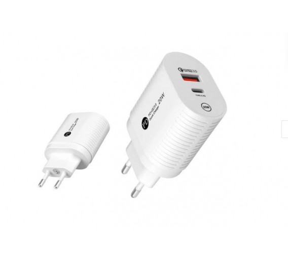 Elektros prekės. Laidai ir kabeliai. Jungiamieji HDMI ir USB kabeliai. USB maitinimo šaltinis be laido TYPE C 20W baltas 