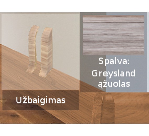 Vidaus apdailos prekės. Apdailos, sujungimo profiliai. Grindjuostės. Izzi grindjuostės, kampai, sujungimai. Užbaigimas SMART FLEX / IZZI, d/k Greysland 2 vnt. 