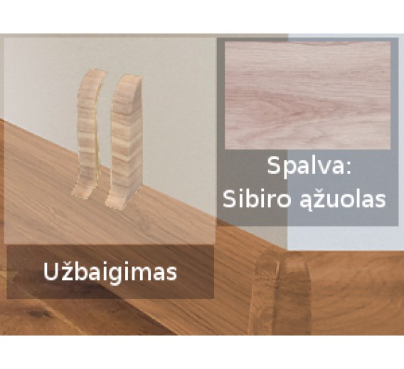 Vidaus apdailos prekės. Apdailos, sujungimo profiliai. Grindjuostės. Izzi grindjuostės, kampai, sujungimai. Užbaigimas SMART FLEX / IZZI d/k Sibiro ąžuolas 2 vnt. 