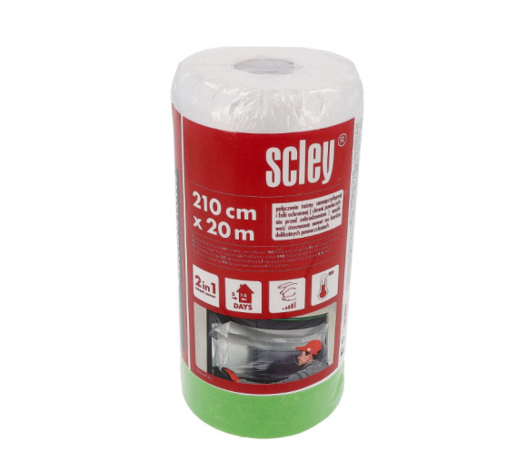 Dažai. Dažai, dažymo įrankiai, dažymo juostos. Dažymo ir glaistymo įrankiai. Uždengimo plėvelės ir popierius. Uždengimo plėvelė Scley 66 210cm 20m