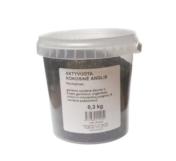 Santechnikos prekės. Vandens filtrai ir kasetės. Vandens filtrai. Užpildas filtro kasetei, aktyvuota kokosinė anglis, 0,3 kg Santechnikos prekės. Vandens filtrai ir kasetės. Vandens filtrai. Užpildas filtro kasetei, aktyvuota kokosinė anglis, 0,3 kg