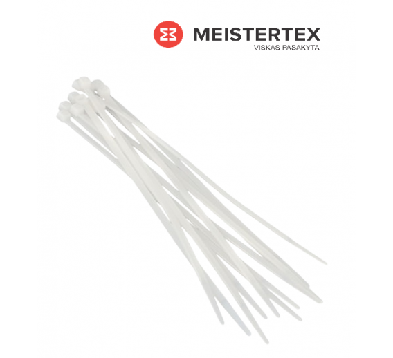 Tvirtinimo detalės. Tvirtinimo dirželiai ir dirželių laikikliai. Tvirtinimo dirželiai. Užtraukiamas tvirtinimo dirželis 2,5x200 mm baltas 100 vnt. 