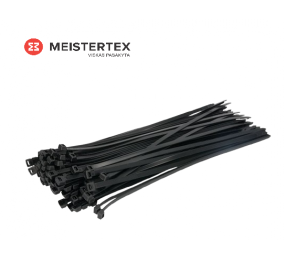 Tvirtinimo detalės. Tvirtinimo dirželiai ir dirželių laikikliai. Tvirtinimo dirželiai. Užtraukiamas tvirtinimo dirželis 3,6x200 mm juodas 100 vnt. 