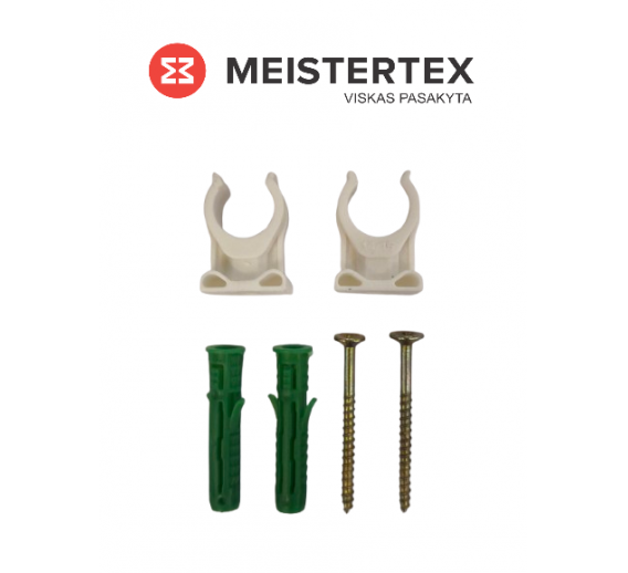 Tvirtinimo detalės. Vamzdžių laikikliai. Vamzdžių laikiklis baltas d15 2vnt 