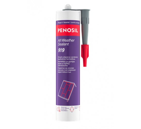 Vidaus apdailos prekės. Hermetikai, montavimo putos, sandarinimo juostos. Kiti hermetikai. Vandeniui atsparus hermetikas Penosil 919 pilkas 300 ml 