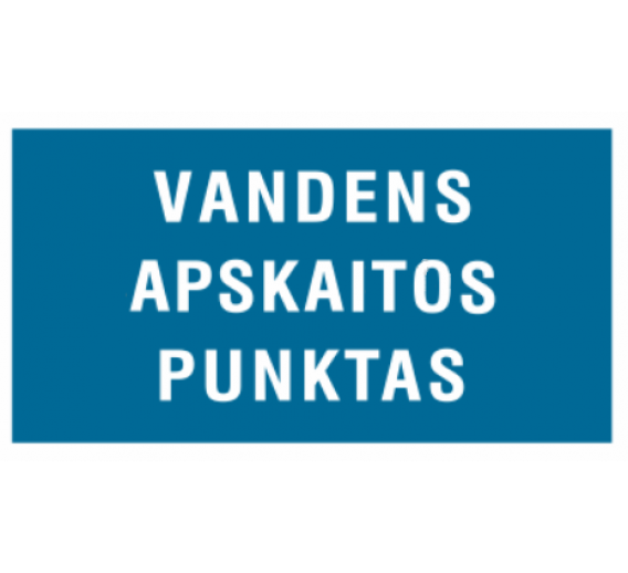 Darbo saugos prekės. Saugos ženklai, aptvėrimo juostos. Vandens apskaitos punktas 100x180 mm 