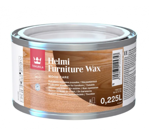 Dažai. Medienos apsaugos ir dekoravimo priemonės. Impregnantai-dažyvės su vaško priedais. Vaškas Tikkurila Helmi Furniture Wax EP 0.225l 