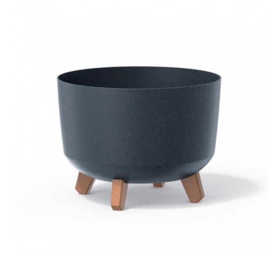 Namų apyvokos prekės. Vazonai. Plastikiniai vazonai, vazonai iš kompozito. Vazonas Gracia ECO WOOD STANDARD 9,8l antracito sp. 