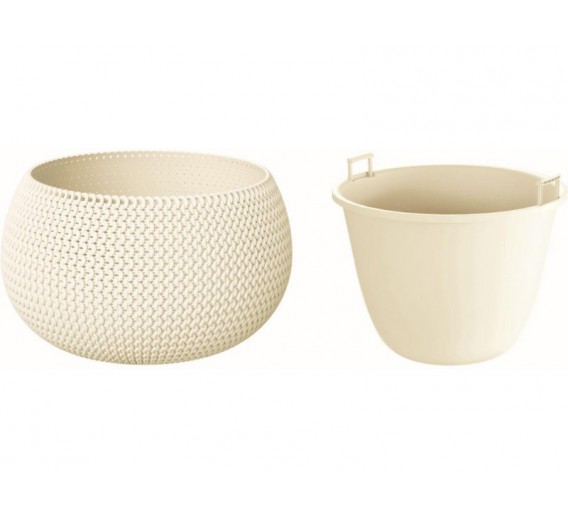 Namų apyvokos prekės. Vazonai. Plastikiniai vazonai, vazonai iš kompozito. Vazonas SPLOFY BOWL 24 cm kreminis 