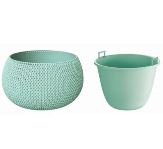 Namų apyvokos prekės. Vazonai. Plastikiniai vazonai, vazonai iš kompozito. Vazonas SPLOFY BOWL 24 cm žalsvas 