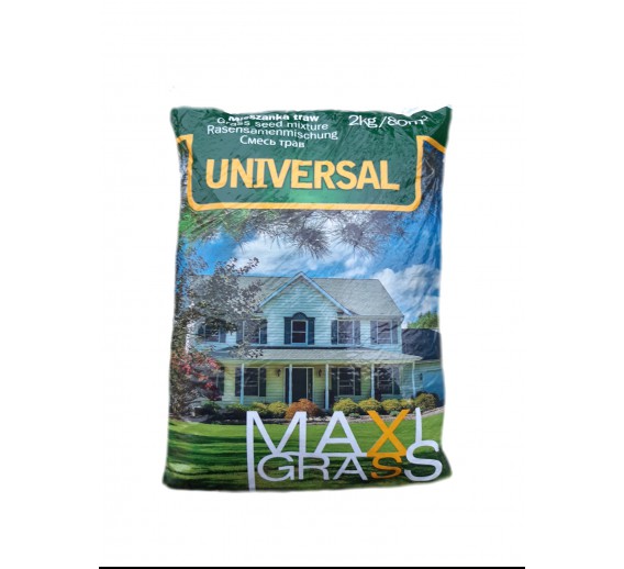 Sodo ir daržo prekės. Sėklos, daigyklos, durpinės tabletės. Vejos žolių sėklos. Vejos žolių mišinys MaxiGrass Universal, 2 kg 