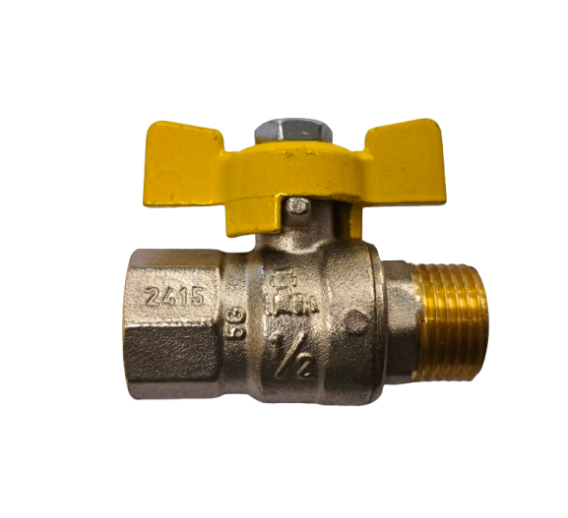 Santechnikos prekės. Uždaromoji ir jungiamoji santechninė armatūra. Rutuliniai ventiliai. Ventilis dujoms 1/2