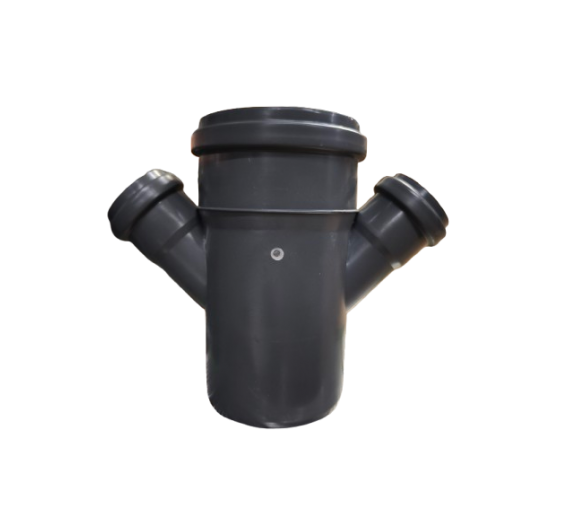 Santechnikos prekės. Vidaus kanalizacija. Vidaus kanalizacija d-110 mm. Vidaus kanalizacijos keturšakis d110x50 45°