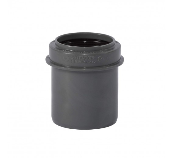 Santechnikos prekės. Vidaus kanalizacija. Vidaus kanalizacija d-50 mm. Vidaus kanalizacijos perėjimas trumpas HTR d-50/40 mm
