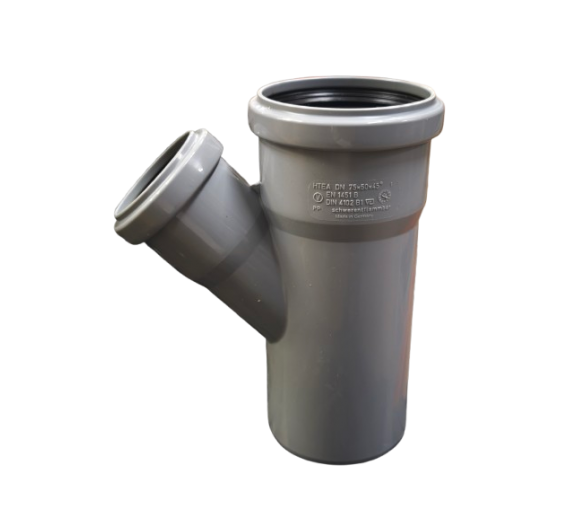 Santechnikos prekės. Vidaus kanalizacija. Vidaus kanalizacija d-75 mm. Vidaus kanalizacijos trišakis d75/50 45°