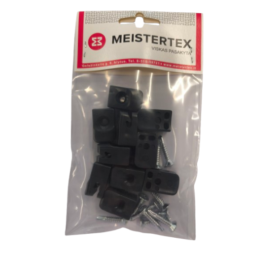 Metalų gaminiai . Tvoros, tvoralentės, tinklai tvoroms. Tvorų tvirtinimo elementai. Vielos laikiklis apvaliam stulpui RAL7016 10vnt 