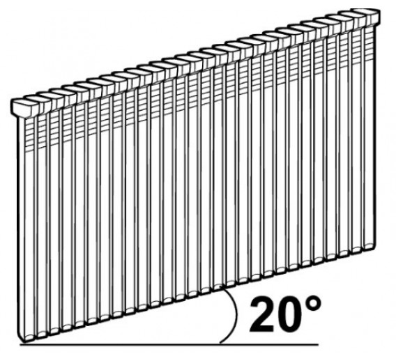 Darbo įrankiai. Pneumo įrankiai, viniakalės ir jų priedai. Vinys pneumatinėms viniakalėms. Apdailinės vinutės 20 laipsnių F16 1,6mm. Vinukai D16 50 mm Essve 776748 FZB 2800 