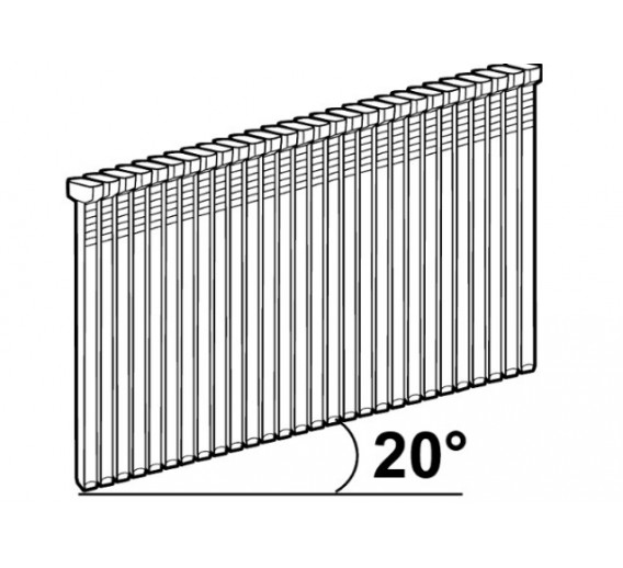 Darbo įrankiai. Pneumo įrankiai, viniakalės ir jų priedai. Vinys pneumatinėms viniakalėms. Apdailinės vinutės 20 laipsnių F16 1,6mm. Vinukai D16 63 mm 20 laipsnių Essve 776750 - 2400 vnt. 