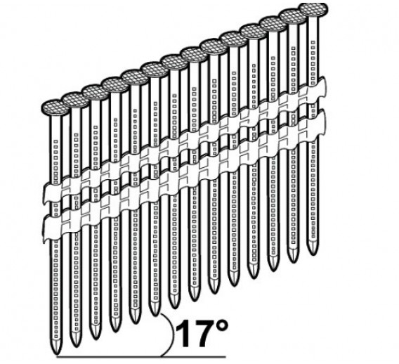 Darbo įrankiai. Pneumo įrankiai, viniakalės ir jų priedai. Vinys pneumatinėms viniakalėms. Vinys 17 laipsnių. Vinys 17 laipsnių 2,8x50, mm M-Fusion Essve 772481, 2200 vnt. 