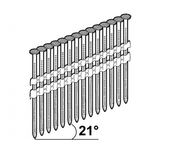 Darbo įrankiai. Pneumo įrankiai, viniakalės ir jų priedai. Vinys pneumatinėms viniakalėms. Vinys 21D 2,8x75 HDG Essve 777465 - 1300 vnt. 