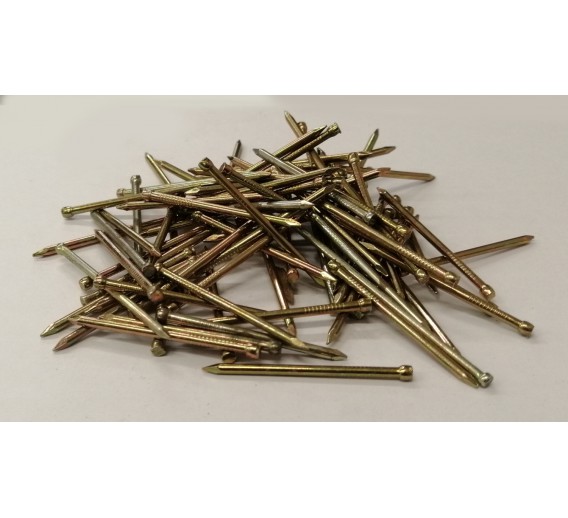 Tvirtinimo detalės. Vinys. Apdailinės vinys. Vinys apdailinės geltonos 2x40 mm 