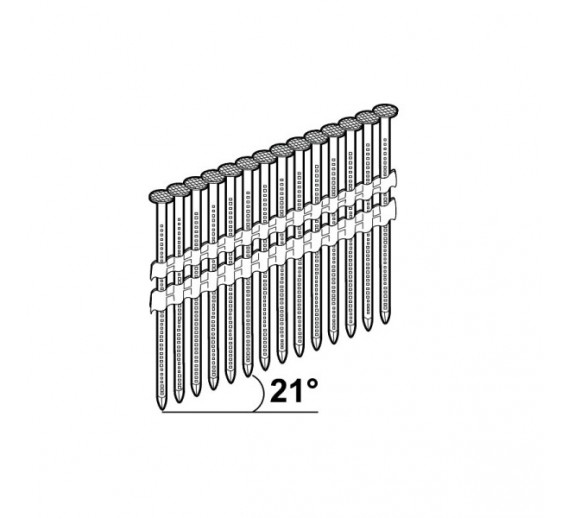 Darbo įrankiai. Pneumo įrankiai, viniakalės ir jų priedai. Vinys pneumatinėms viniakalėms. Vinys 21 laipsnio. Vinys pistoletui 2,8x75 mm 21° 1300 vnt. Essve 