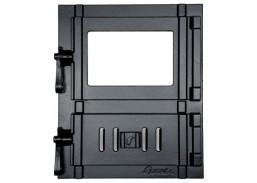 Metalų gaminiai . Ketaus gaminiai. Viryklės durelės su stiklu 320x390 mm