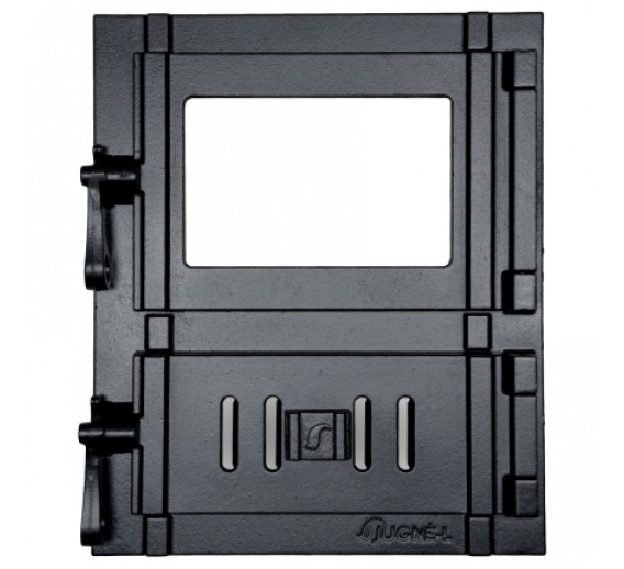 Metalų gaminiai . Ketaus gaminiai. Viryklės durelės su stiklu 320x390 mm