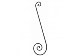 Metalų gaminiai . Dekoratyviniai metalo elementai ir ruošiniai. Antgaliai, stogeliai, žiedai. Voliuta K900S 900x250 mm