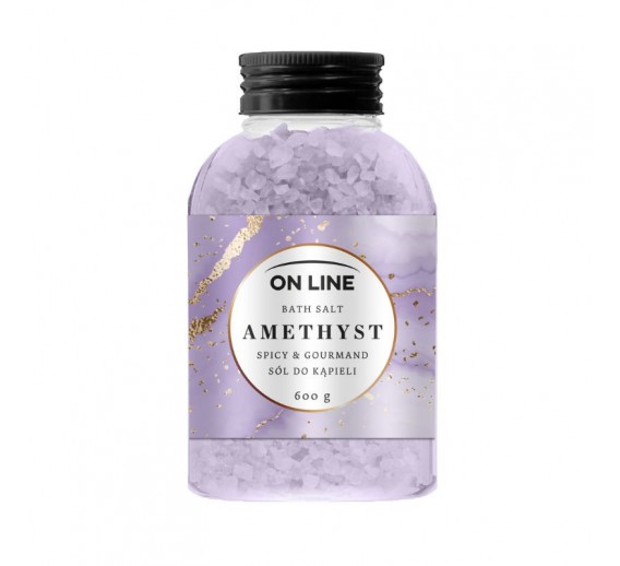 Švaros prekės. Kūno ir plaukų priežiūros priemonės. Vonios druska ON LINE Amethyst Spicy   Gourmand, 600 g 