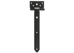 Vidaus apdailos prekės. Durys, jų dalys. Durų furnitūra. Lankstai, vyriai. Vyris T-formos 400x38mm juodas