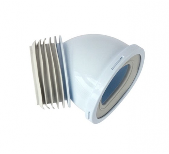 Santechnikos prekės. Vidaus kanalizacija. WC pajungimai. WC alkūnė 45° 