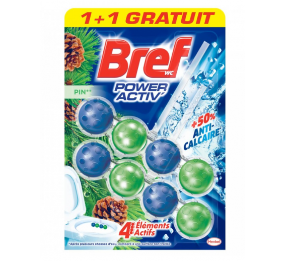 Švaros prekės. Oro gaivikliai, namų kvapai. WC gaiviklis Bref Power Active Pine 2x50g 