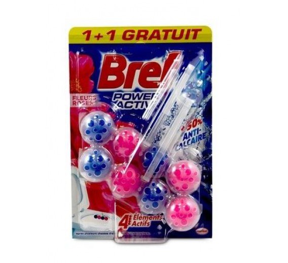 Švaros prekės. Buitinė chemija, valikliai. WC gaiviklis Bref POWER ACTIVE Roses, 2x50 g. 