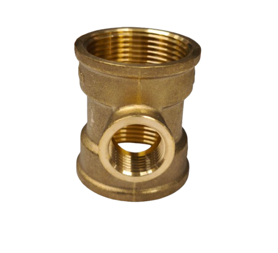 Santechnikos prekės. Vamzdynų sistemos. Vamzdžių sujungimo detalės. Žalvarinės jungtys. Žalvariniai trišakiai. Žalvarinis trišakis 11/4x1/2x11/4