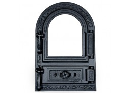 Metalų gaminiai . Ketaus gaminiai. Židinio durelės su stiklu 325x500 mm