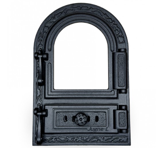 Metalų gaminiai . Ketaus gaminiai. Židinio durelės su stiklu 325x500 mm